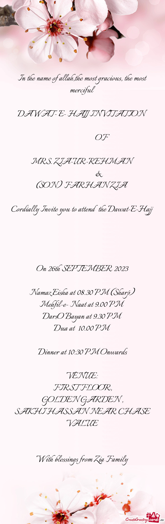 DAWAT- E- HAJJ INVITATION