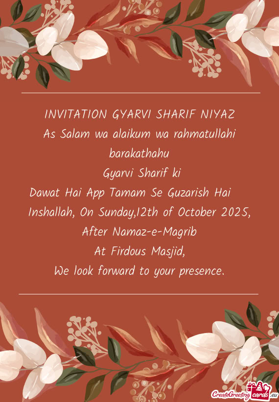 Dawat Hai App Tamam Se Guzarish Hai