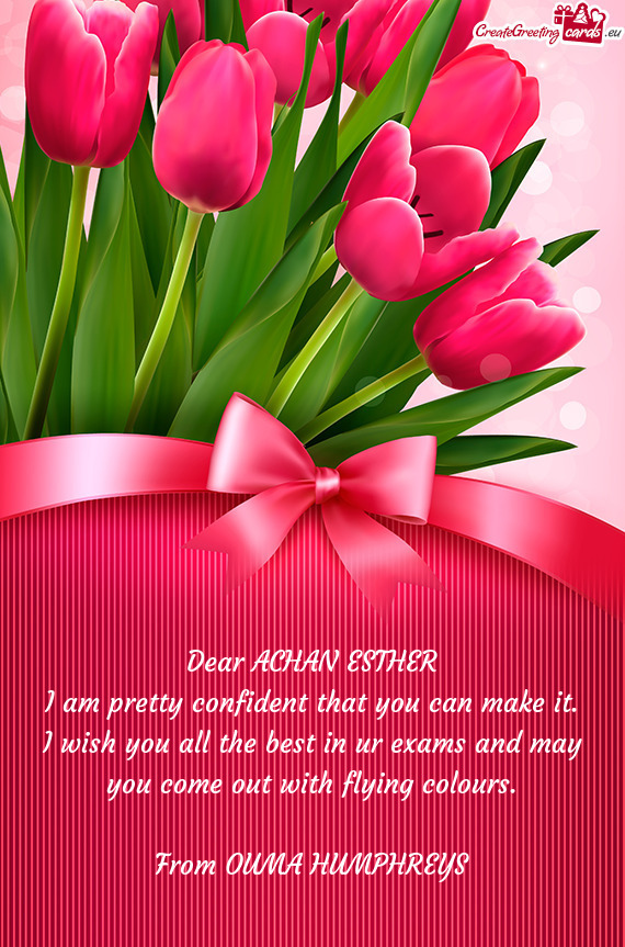 Dear ACHAN ESTHER