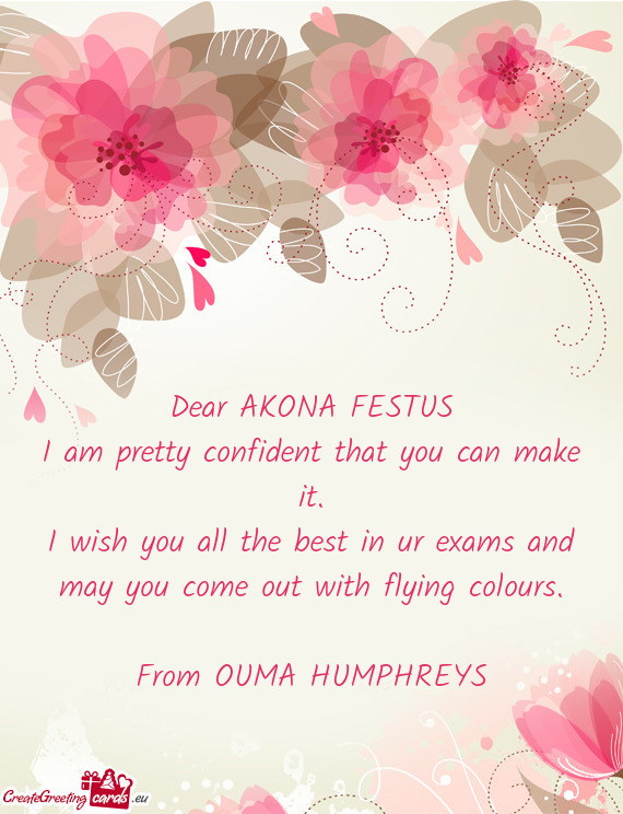 Dear AKONA FESTUS