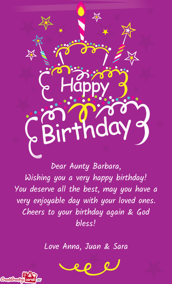 Dear Aunty Barbara