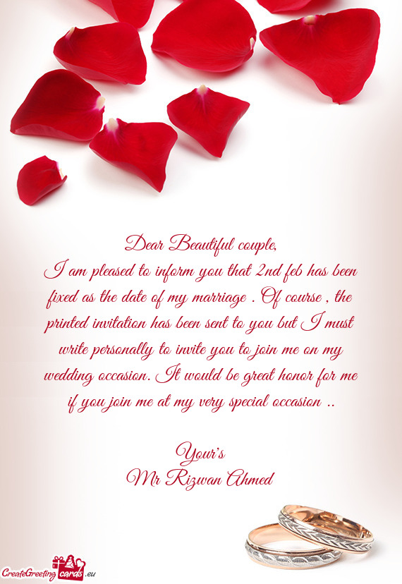 Dear Beautiful couple