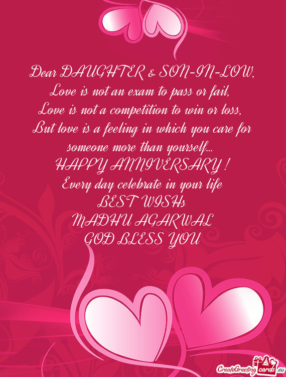 Dear DAUGHTER & SON-IN-LOW