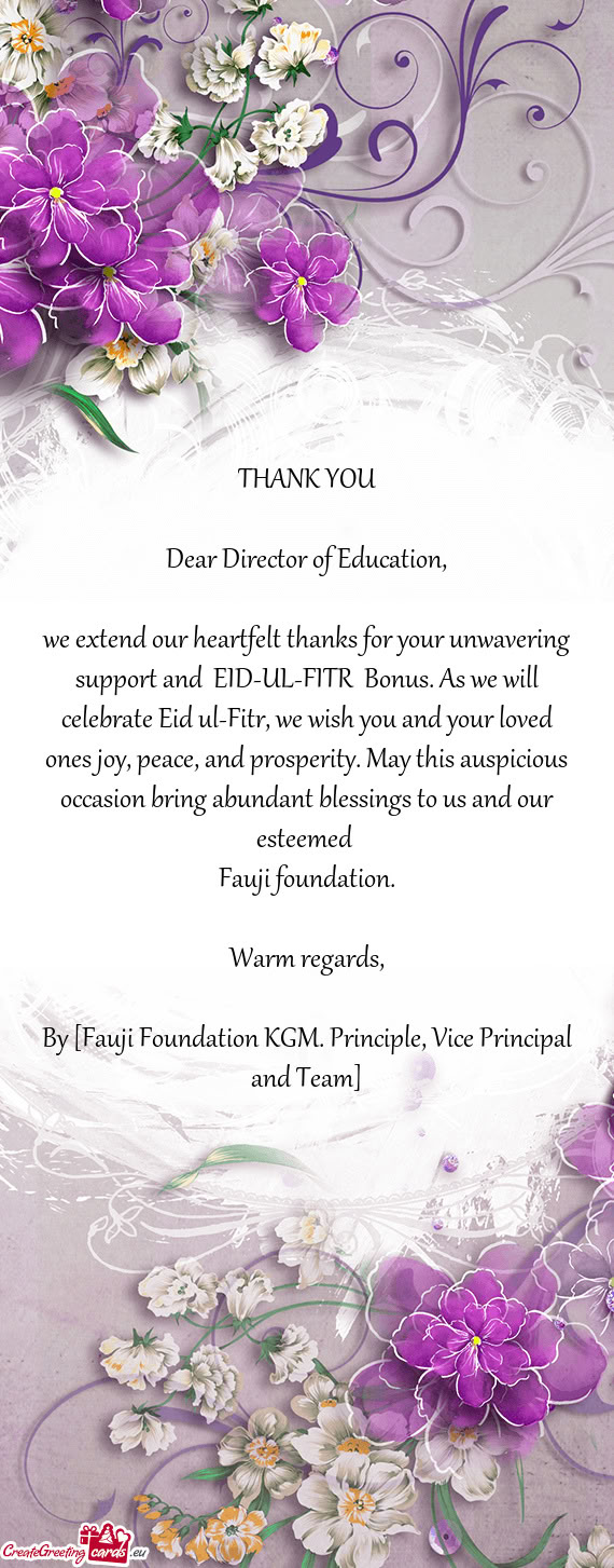 Dear Director of Education