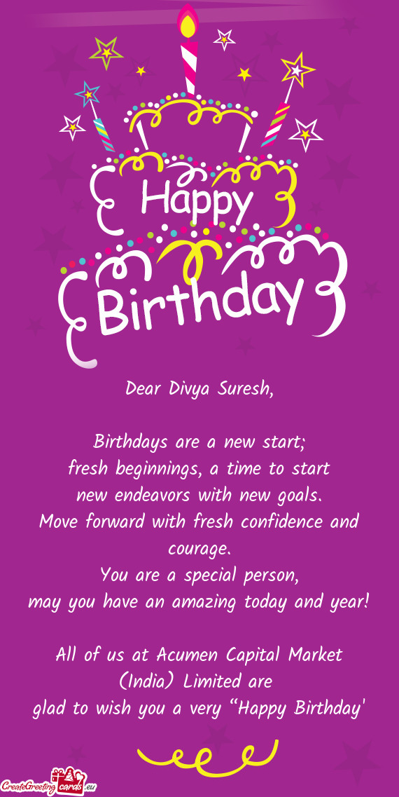 Dear Divya Suresh