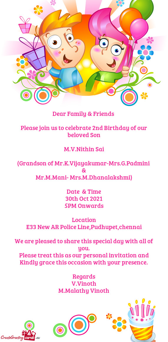 Dear Family & Friends     Please join us to celebrate 2nd