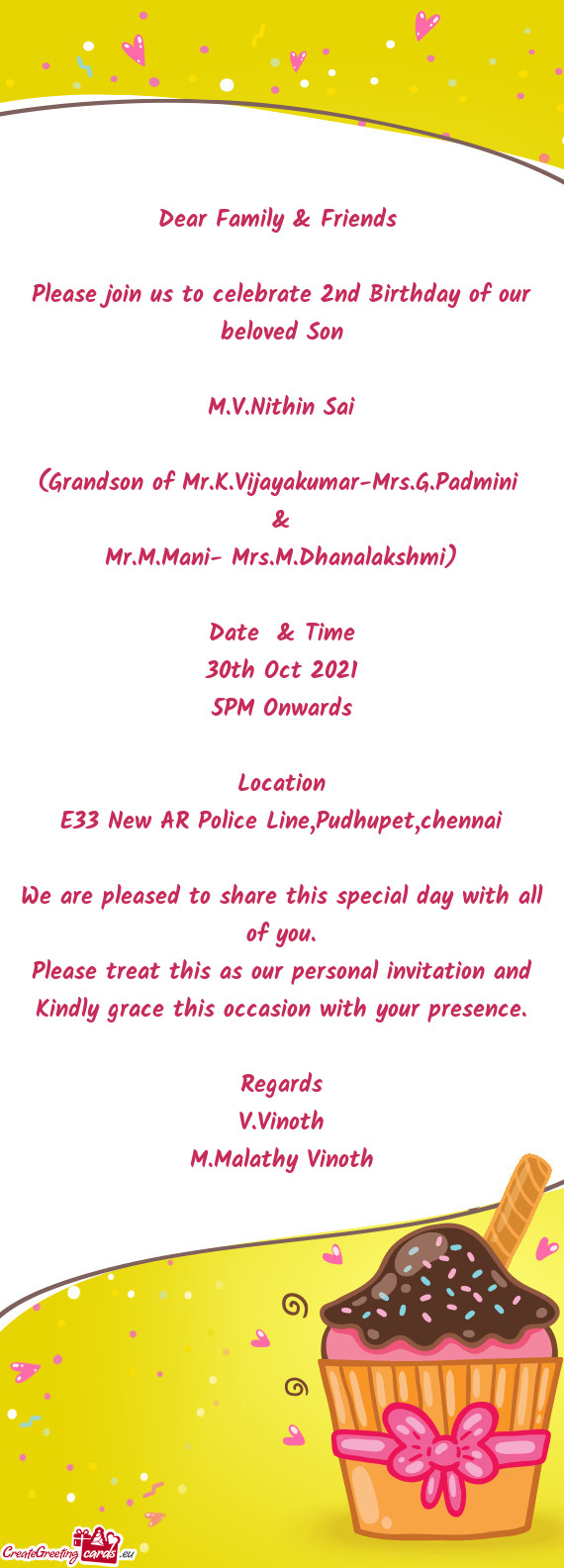 Dear Family & Friends     Please join us to celebrate 2nd