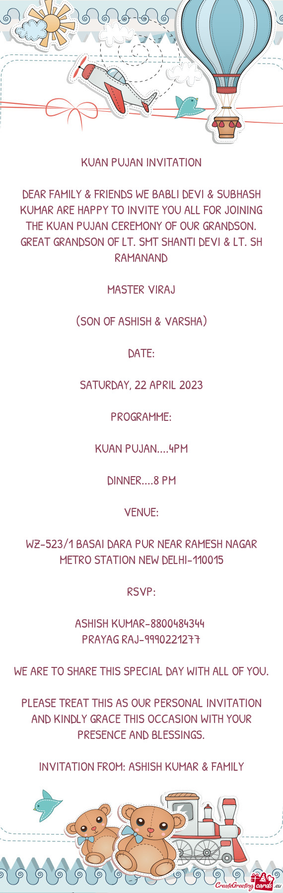 DEAR FAMILY & FRIENDS WE BABLI DEVI & SUBHASH KUMAR ARE HAPPY TO INVITE YOU ALL FOR JOINING THE KUAN