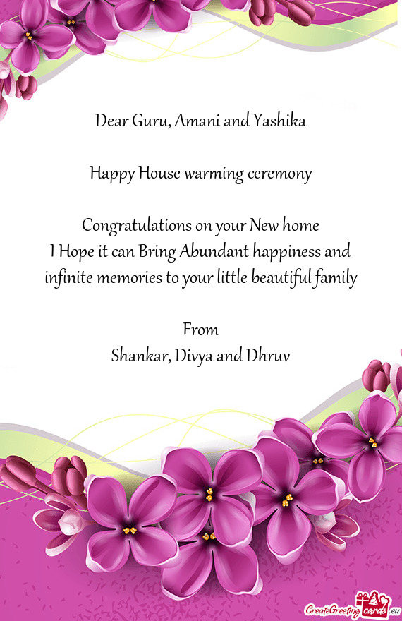 Dear Guru, Amani and Yashika