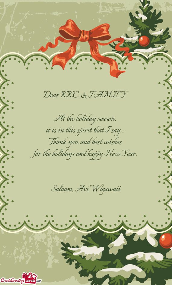 Dear KKC & FAMILY