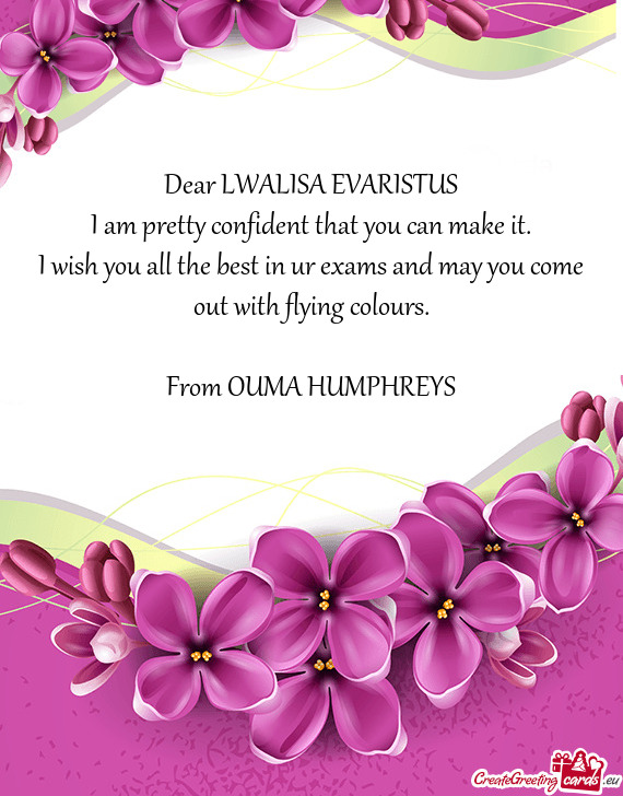 Dear LWALISA EVARISTUS