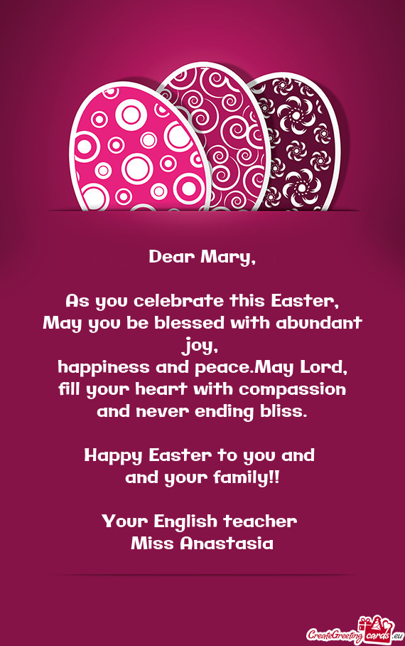 Dear Mary