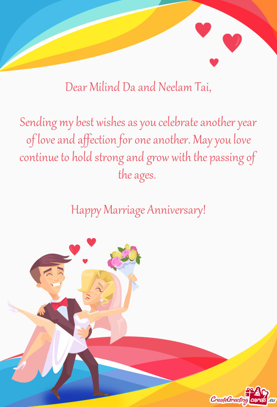 Dear Milind Da and Neelam Tai