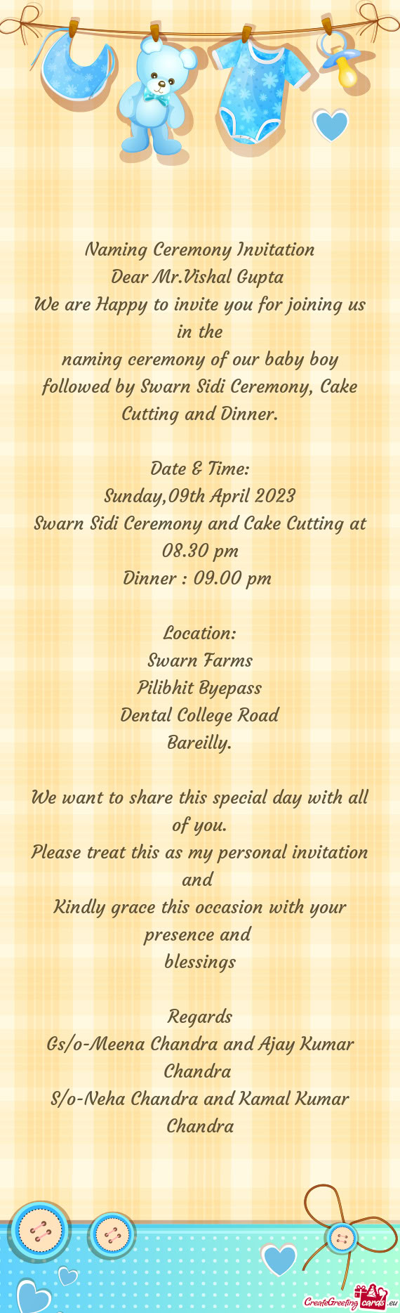 Dear Mr.Vishal Gupta