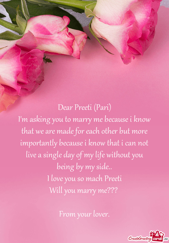 Dear Preeti (Pari)