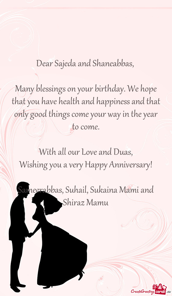 Dear Sajeda and Shaneabbas