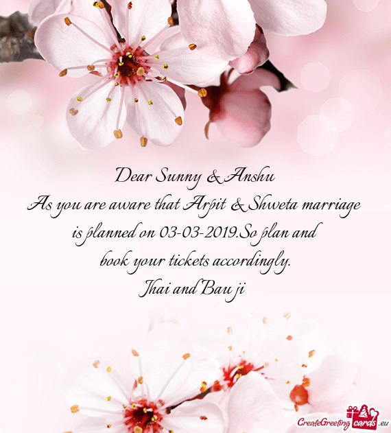 Dear Sunny & Anshu