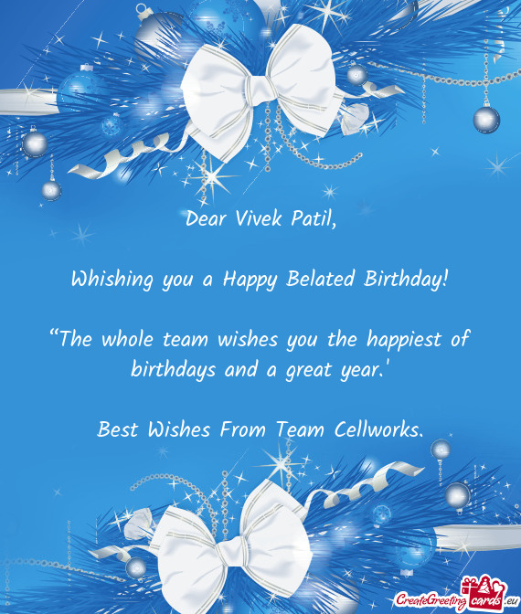 Dear Vivek Patil