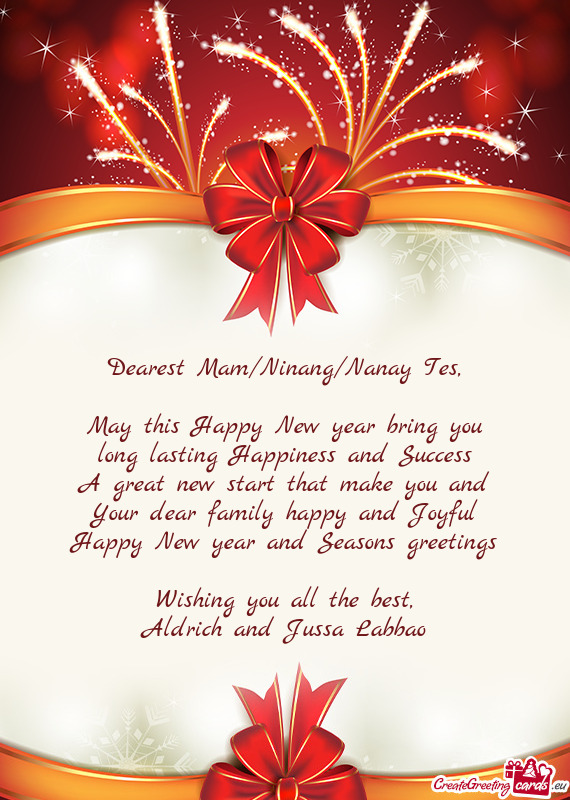 Dearest Mam/Ninang/Nanay Tes