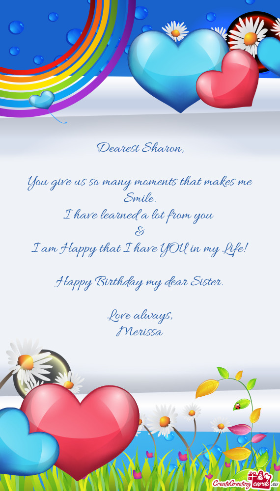 Dearest Sharon