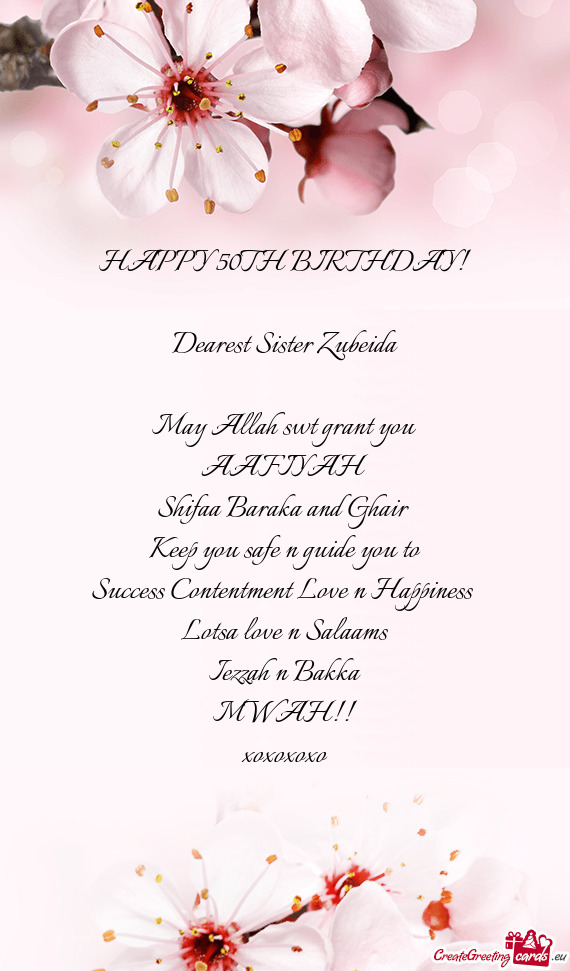 Dearest Sister Zubeida