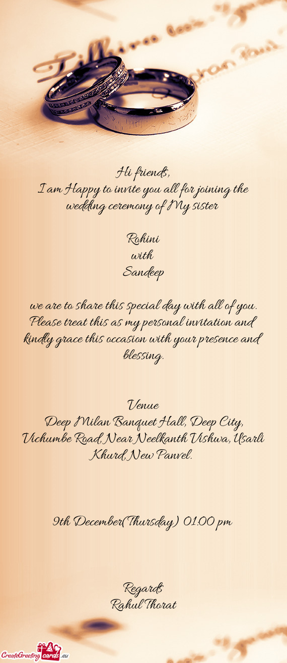 Deep Milan Banquet Hall, Deep City, Vichumbe Road, Near Neelkanth Vishwa, Usarli Khurd, New Panvel