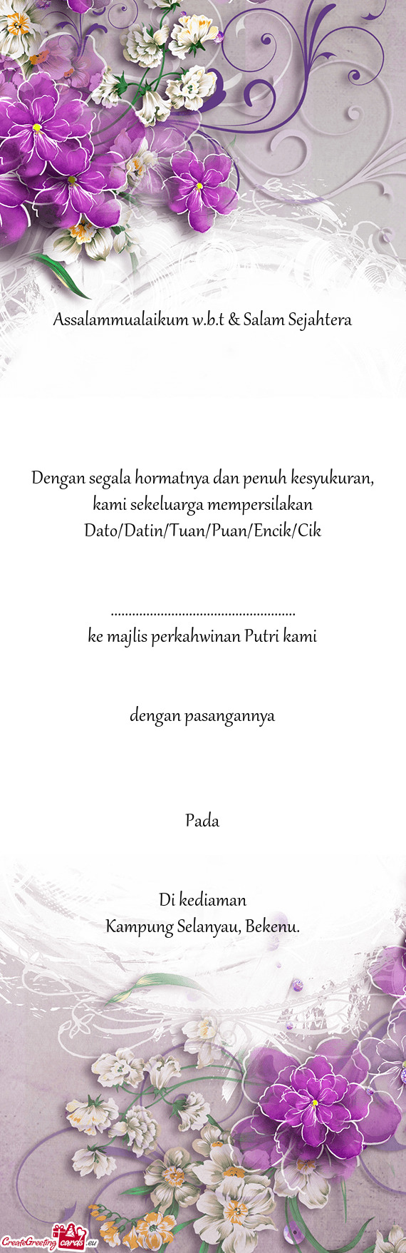 Dengan segala hormatnya dan penuh kesyukuran, kami sekeluarga mempersilakan