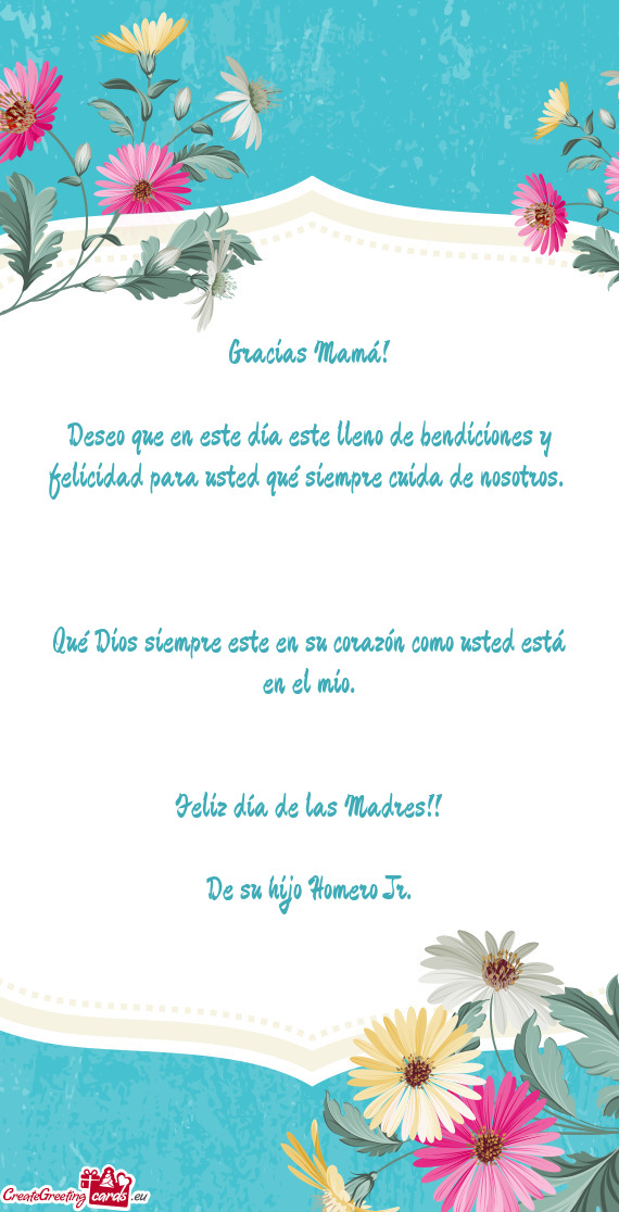 Deseo que en este día este lleno de bendiciones y felicidad para usted qué siempre cuida de nosotr