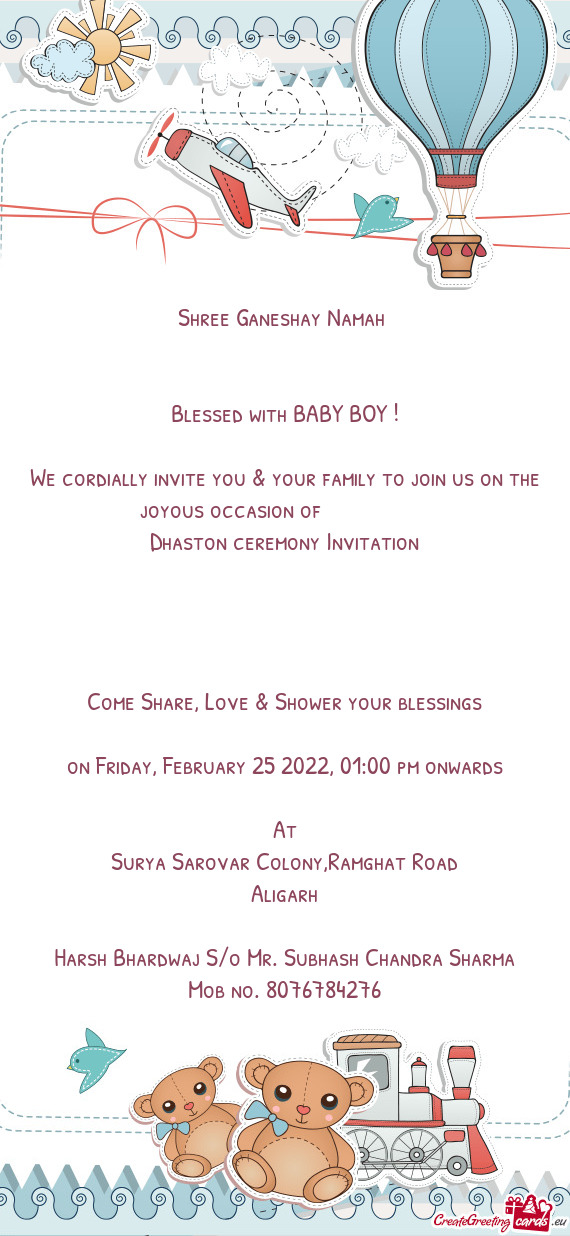 Dhaston ceremony Invitation