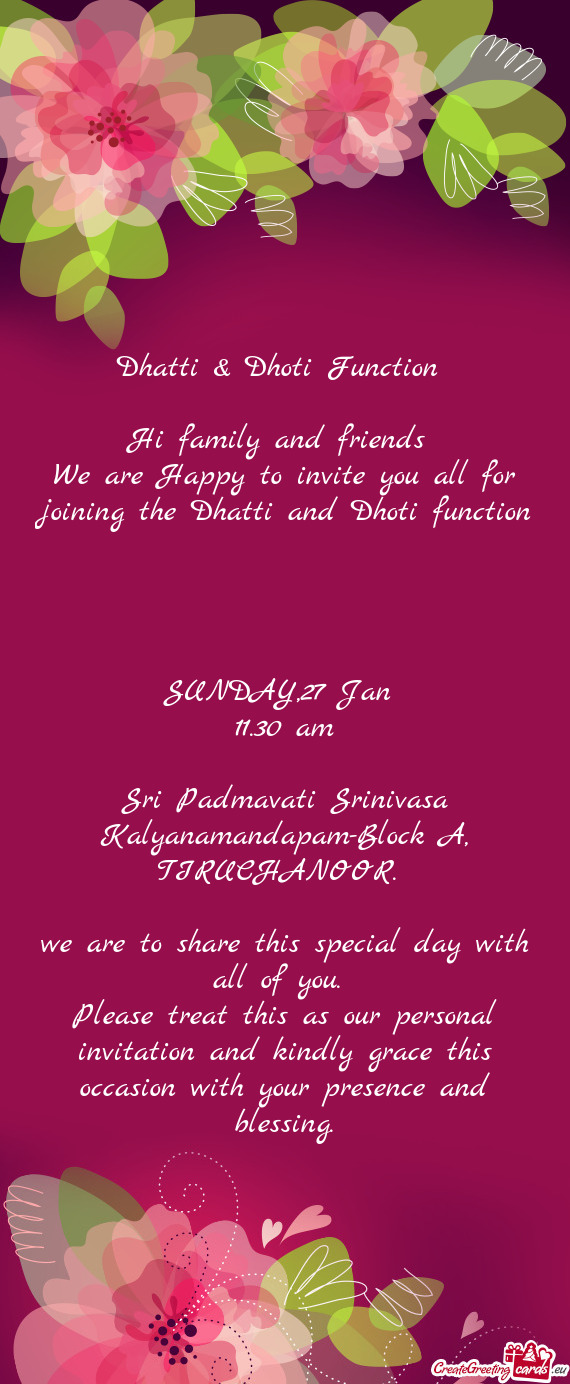 Dhatti & Dhoti Function