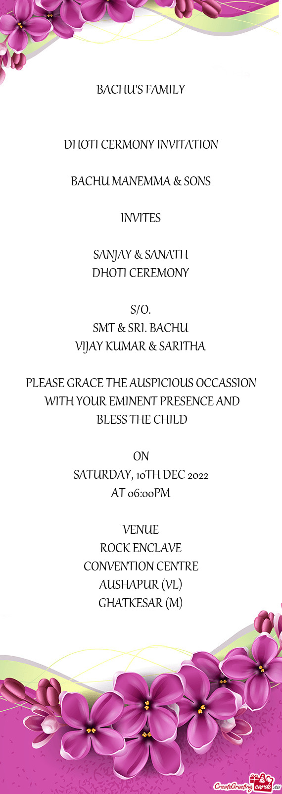 DHOTI CERMONY INVITATION