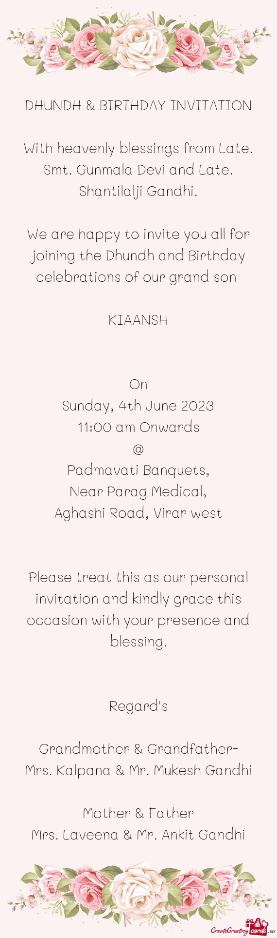 DHUNDH & BIRTHDAY INVITATION