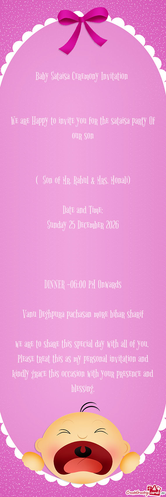 DINNER -06:00 PM Onwards