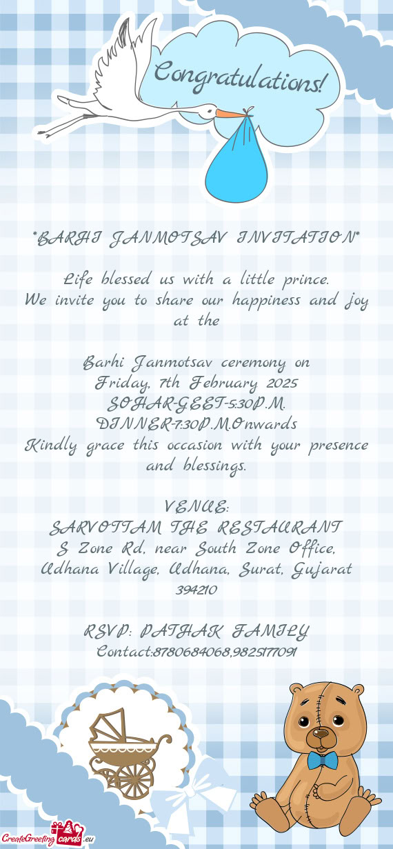 DINNER-7:30P.M.Onwards