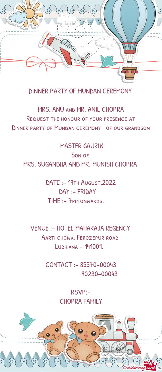 DINNER PARTY OF MUNDAN CEREMONY