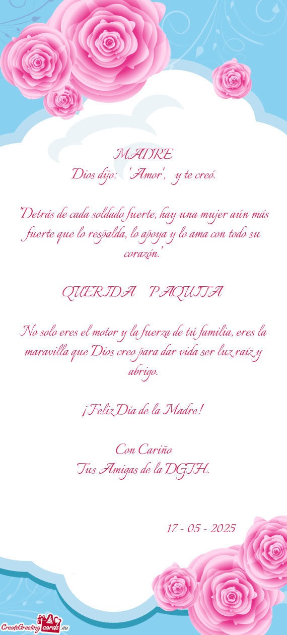 Dios dijo: "Amor", y te creó