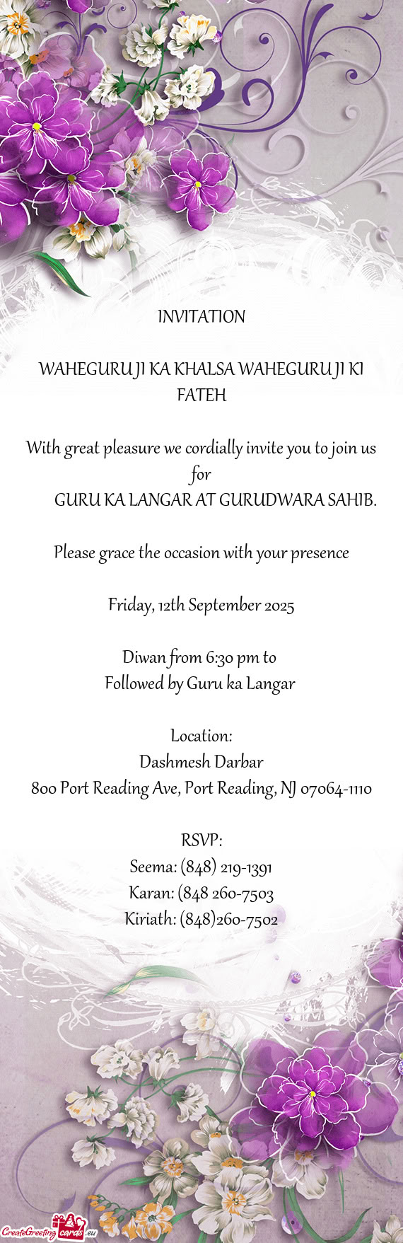 Diwan from 6:30 pm to