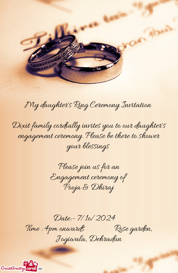 Dixit family cordially invites you to our daughter