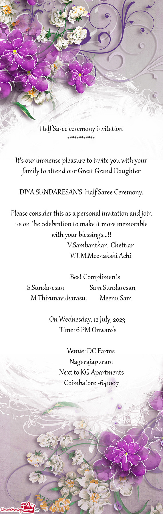 DIYA SUNDARESAN’S Half Saree Ceremony