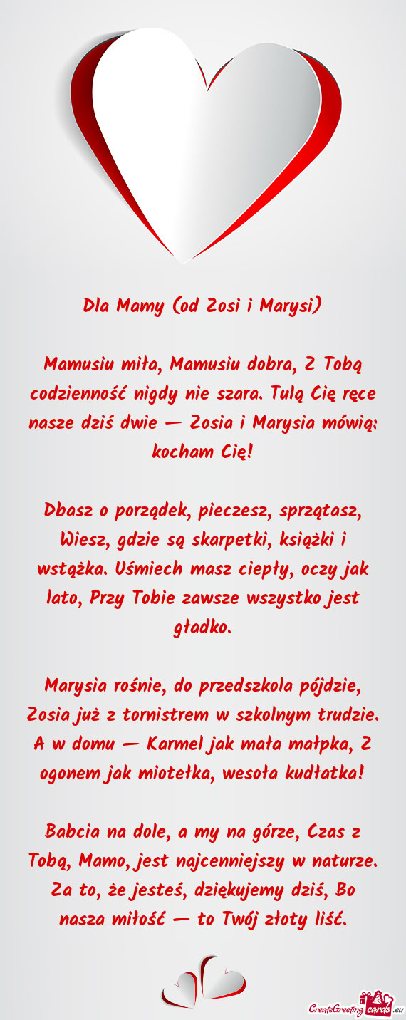 Dla Mamy (od Zosi i Marysi)