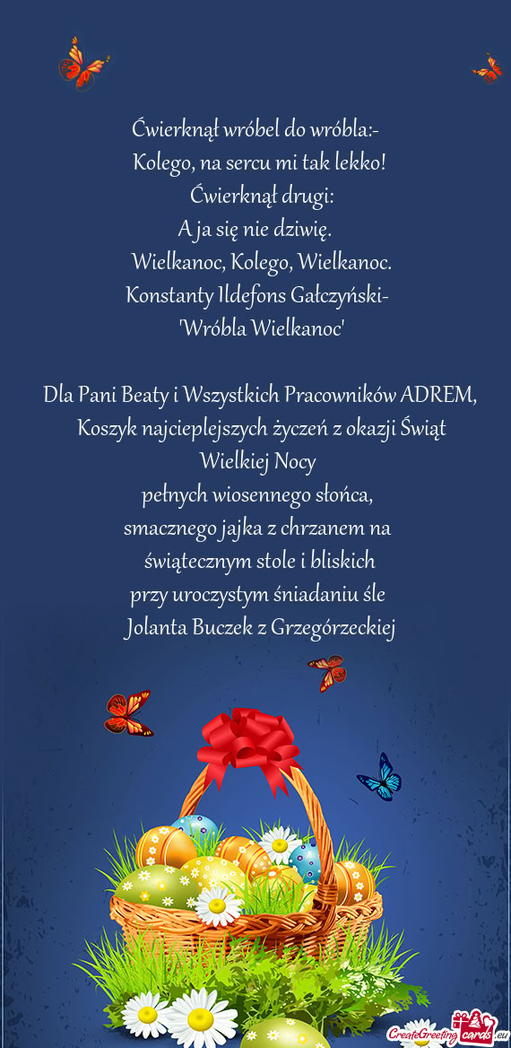 Dla Pani Beaty i Wszystkich Pracowników ADREM