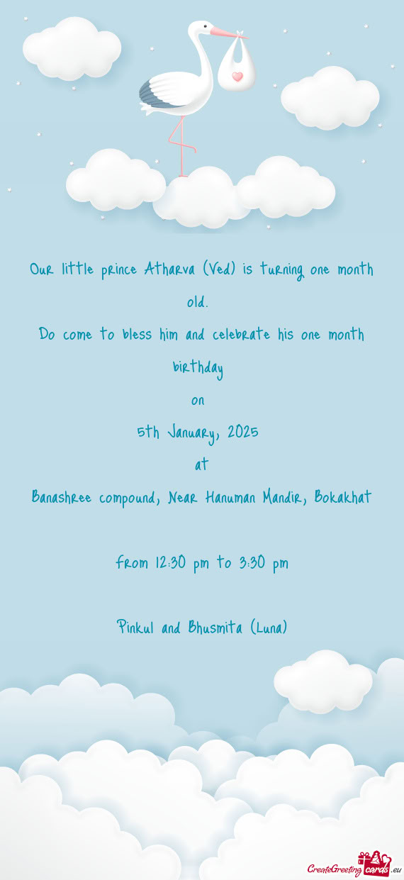 Do come to bless him and celebrate his one month birthday