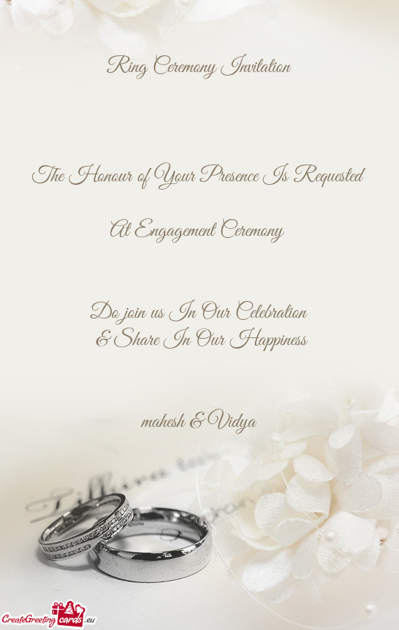 Do join us In Our Celebration
 & Share In Our Happiness
 
 
 mahesh & Vidya