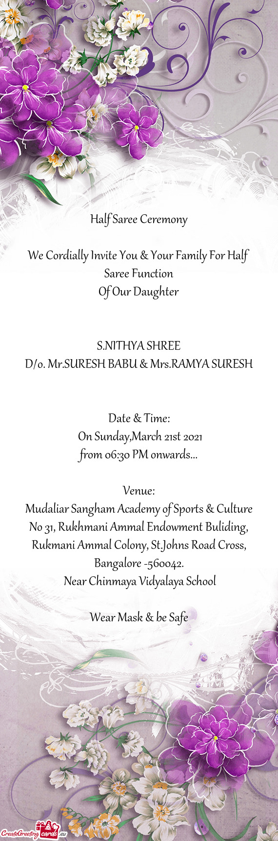 D/o. Mr.SURESH BABU & Mrs.RAMYA SURESH