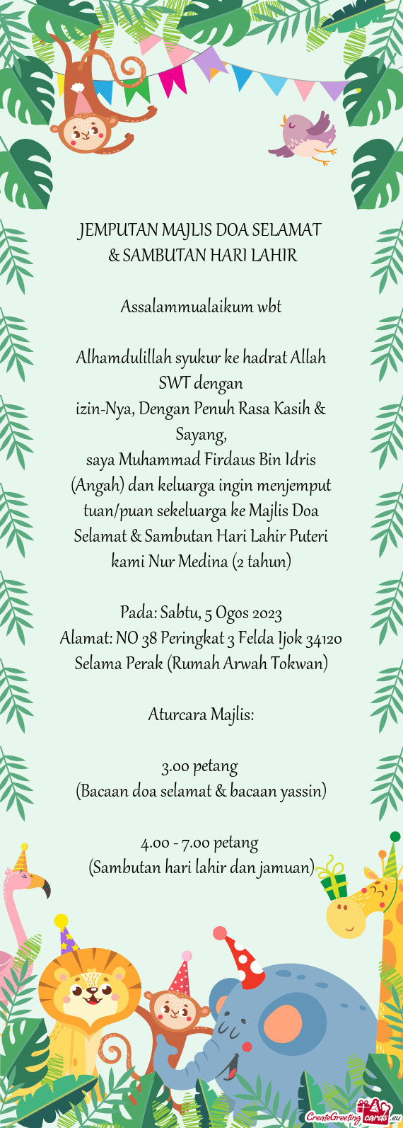 Doa Selamat & Sambutan Hari Lahir Puteri kami Nur Medina (2 tahun)