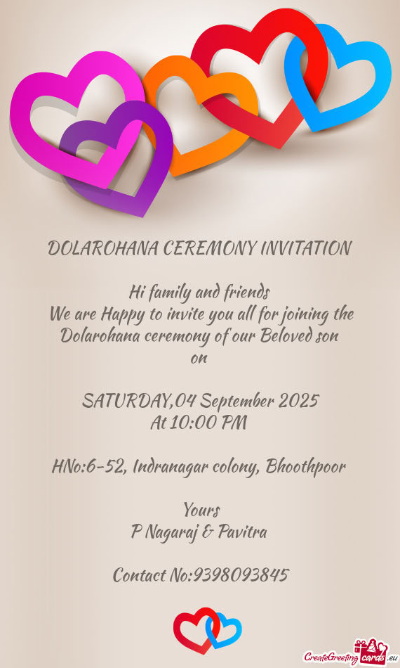 Dolarohana ceremony of our Beloved son