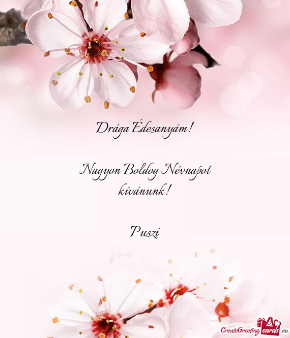 Drága Édesanyám! Nagyon Boldog Névnapot kívánunk! Puszi