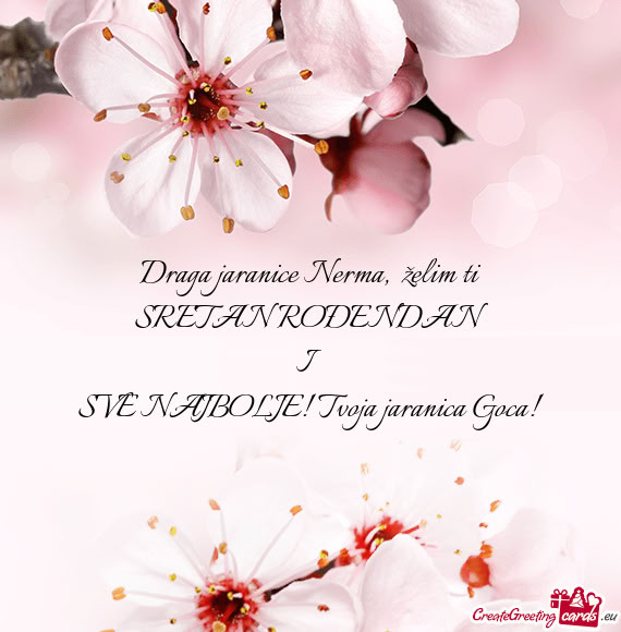 Draga jaranice Nerma, želim ti
