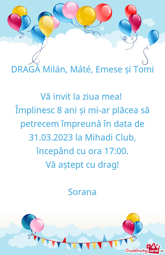 DRAGĂ Milán, Máté, Emese și Tomi