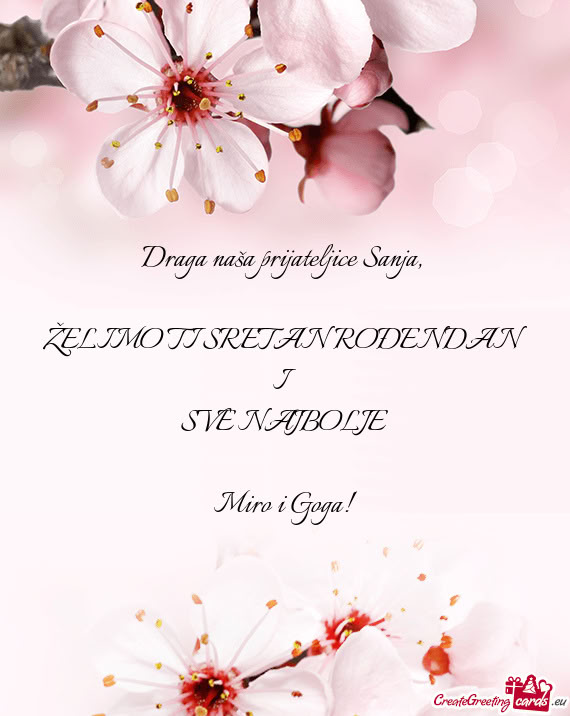 Draga naša prijateljice Sanja